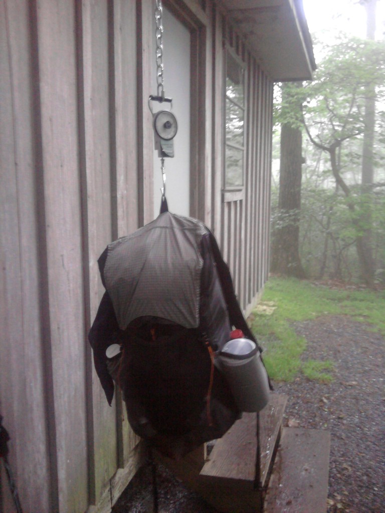 Pack with food and water weighed 17 pounds at 501 Shelter